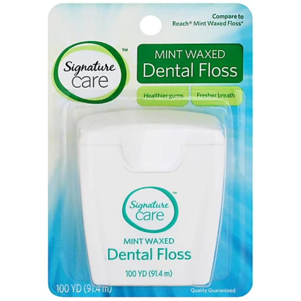 Signature Care Mint Waxed Dental Floss, 100 Yards